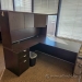 Espresso L Suite Office Desk w/ Drawer, Overhead Storage